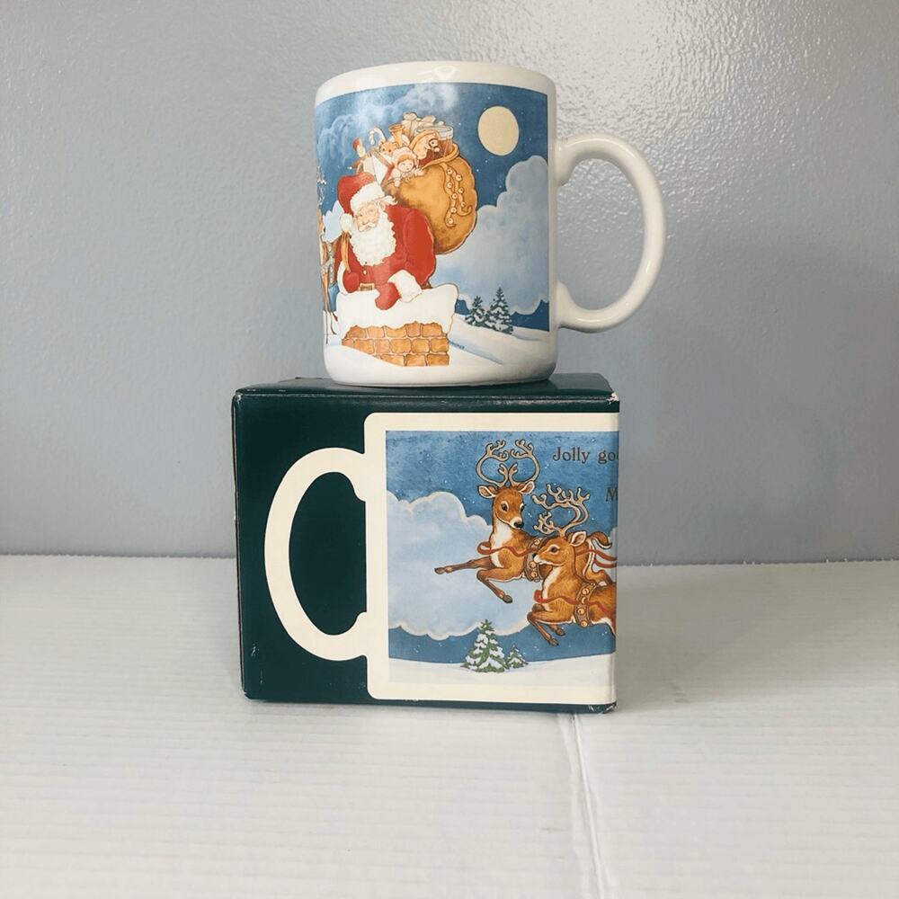 hallmark christmas mug cup jolly wishes for a good christmas 1986 with box